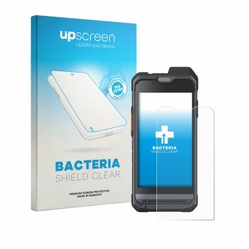 Vorderseite einer Produktverpackung mit dem Markenlogo upscreen. Daneben ist das Gerät Hytera PNC460 mit dem zugehörigen Displ
