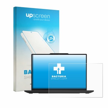 Parte frontale di una confezione del prodotto con il logo del marchio upscreen. Accanto è raffigurato il dispositivo Lenovo Th