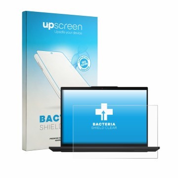 Parte frontale di una confezione del prodotto con il logo del marchio upscreen. Accanto è raffigurato il dispositivo Lenovo Th