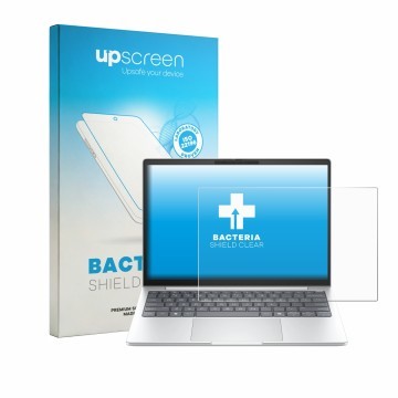 Vorderseite einer Produktverpackung mit dem Markenlogo upscreen. Daneben ist das Gerät HP EliteBook 8 G2i 13