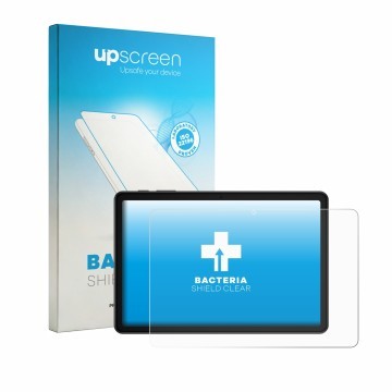 Parte frontal de un envase de producto con el logotipo de la marca upscreen. Al lado se muestra el dispositivo Luzglo P10 con 