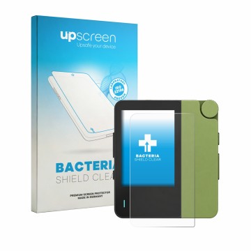 Parte frontale di una confezione del prodotto con il logo del marchio upscreen. Accanto è raffigurato il dispositivo Hiby W4 c