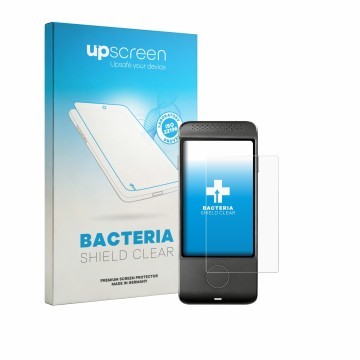 Parte frontale di una confezione del prodotto con il logo del marchio upscreen. Accanto è raffigurato il dispositivo Vasco Tra