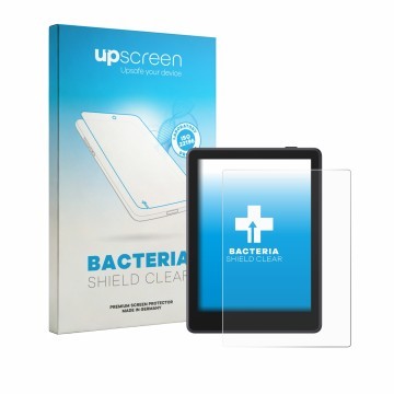 Parte frontal de un envase de producto con el logotipo de la marca upscreen. Al lado se muestra el dispositivo Boox Go 6 Gen I
