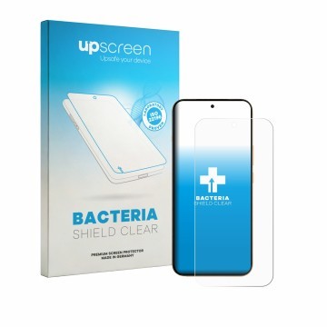 Parte frontale di una confezione del prodotto con il logo del marchio upscreen. Accanto è raffigurato il dispositivo OnePlus T