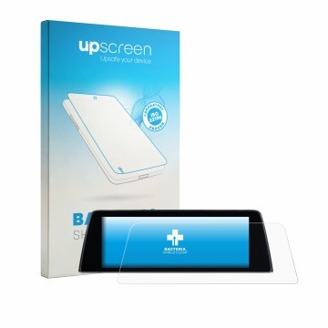 Parte frontal de un envase de producto con el logotipo de la marca upscreen. Al lado se muestra el dispositivo BMW X3 G01 2021
