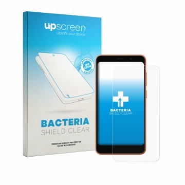 Parte frontale di una confezione del prodotto con il logo del marchio upscreen. Accanto è raffigurato il dispositivo Ulefone N