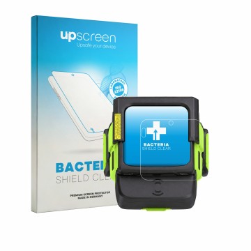 Face avant d’un emballage produit avec le logo de la marque upscreen. À côté, l’appareil Zebra WS501 est représenté avec la pr
