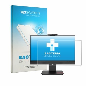 Parte frontale di una confezione del prodotto con il logo del marchio upscreen. Accanto è raffigurato il dispositivo Lenovo Th