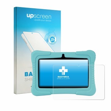 Front side of a product packaging with the brand logo upscreen. Next to it is the device SaveFamily Kids Tablet 7