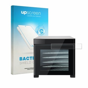 Parte frontal de un envase de producto con el logotipo de la marca upscreen. Al lado se muestra el dispositivo Cosori CP267-FD