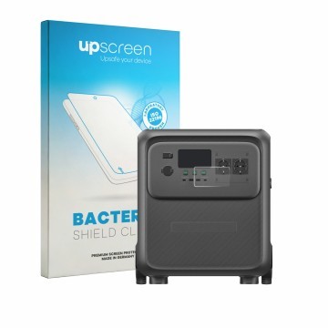 Face avant d’un emballage produit avec le logo de la marque upscreen. À côté, l’appareil Bluetti Elite 400 est représenté avec