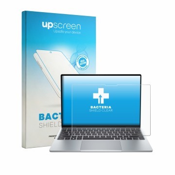 Vorderseite einer Produktverpackung mit dem Markenlogo upscreen. Daneben ist das Gerät Dell XPS 13 DX13260 2026 mit dem zugehö