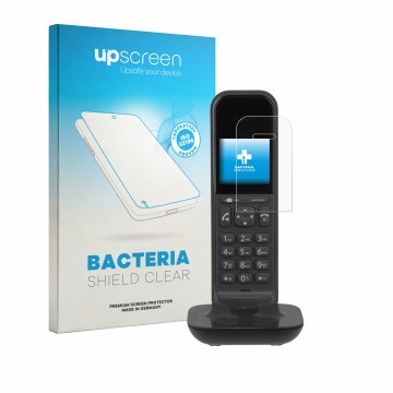 Parte frontale di una confezione del prodotto con il logo del marchio upscreen. Accanto è raffigurato il dispositivo Gigaset C