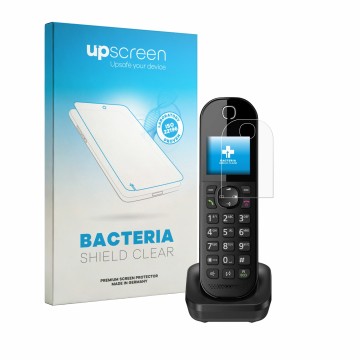 Front side of a product packaging with the brand logo upscreen. Next to it is the device Panasonic KX-TGC463 shown with the co