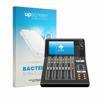 Parte frontale di una confezione del prodotto con il logo del marchio upscreen. Accanto è raffigurato il dispositivo Yamaha DM