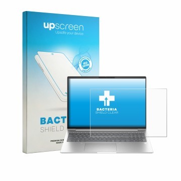 Parte frontale di una confezione del prodotto con il logo del marchio upscreen. Accanto è raffigurato il dispositivo HP EliteB