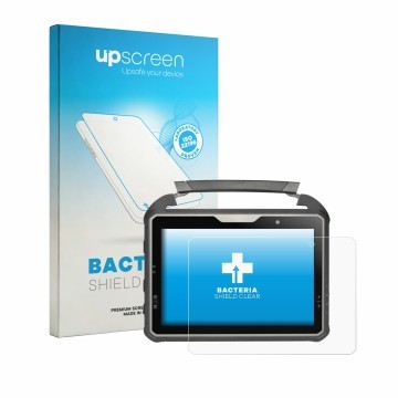 Parte frontal de un envase de producto con el logotipo de la marca upscreen. Al lado se muestra el dispositivo DT Research DT3