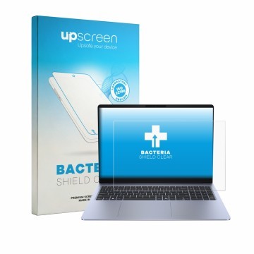 Face avant d’un emballage produit avec le logo de la marque upscreen. À côté, l’appareil Dell 16S est représenté avec la prote