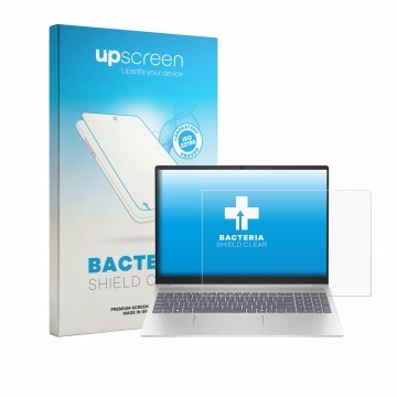 Face avant d’un emballage produit avec le logo de la marque upscreen. À côté, l’appareil HP Pavilion 16-ag0xxx est représenté 