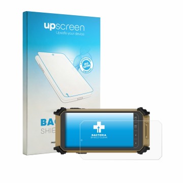Parte frontal de un envase de producto con el logotipo de la marca upscreen. Al lado se muestra el dispositivo DT Research DT3