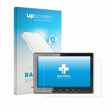 Face avant d’un emballage produit avec le logo de la marque upscreen. À côté, l’appareil Zenec Z-N975 est représenté avec la p