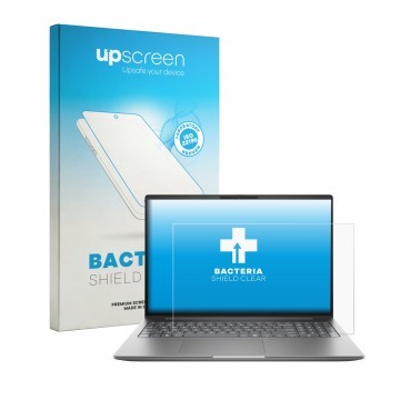 Parte frontale di una confezione del prodotto con il logo del marchio upscreen. Accanto è raffigurato il dispositivo HP Zbook 