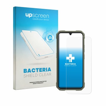 Parte frontale di una confezione del prodotto con il logo del marchio upscreen. Accanto è raffigurato il dispositivo Cubot Kin