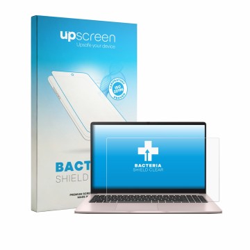 Face avant d’un emballage produit avec le logo de la marque upscreen. À côté, l’appareil ASUS Chromebook CX15 est représenté a