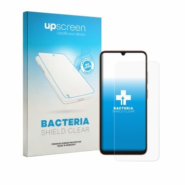Vorderseite einer Produktverpackung mit dem Markenlogo upscreen. Daneben ist das Gerät Doogee Note 57 Lite mit dem zugehörigen