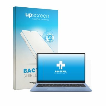 Vorderseite einer Produktverpackung mit dem Markenlogo upscreen. Daneben ist das Gerät ASUS Chromebook CM15 mit dem zugehörige