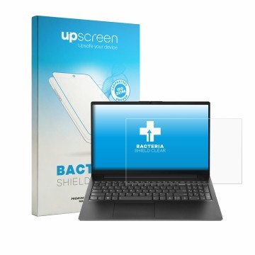 Face avant d’un emballage produit avec le logo de la marque upscreen. À côté, l’appareil Lenovo V15 Gen 7 est représenté avec 