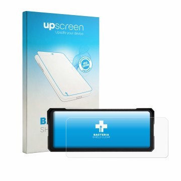 Face avant d’un emballage produit avec le logo de la marque upscreen. À côté, l’appareil Jansite MT36 8.1