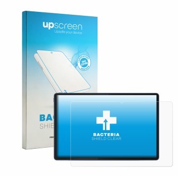 Parte frontal de un envase de producto con el logotipo de la marca upscreen. Al lado se muestra el dispositivo Motorola Moto P