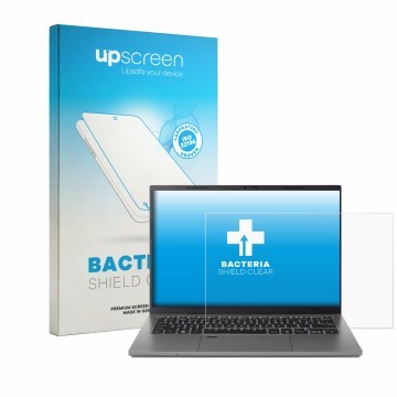 Parte frontale di una confezione del prodotto con il logo del marchio upscreen. Accanto è raffigurato il dispositivo Acer Trav