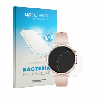 Parte frontale di una confezione del prodotto con il logo del marchio upscreen. Accanto è raffigurato il dispositivo Huawei Wa