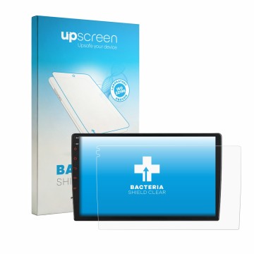 Face avant d’un emballage produit avec le logo de la marque upscreen. À côté, l’appareil Junsun V1 Plus 9