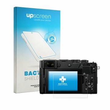 Parte frontale di una confezione del prodotto con il logo del marchio upscreen. Accanto è raffigurato il dispositivo OM System