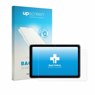 Face avant d’un emballage produit avec le logo de la marque upscreen. À côté, l’appareil Aobante K50 Compressa 10.1