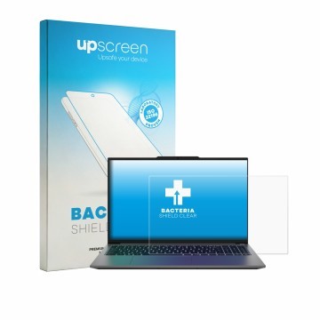 Parte frontale di una confezione del prodotto con il logo del marchio upscreen. Accanto è raffigurato il dispositivo Medion Av