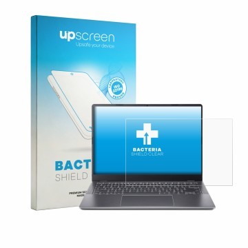 Vorderseite einer Produktverpackung mit dem Markenlogo upscreen. Daneben ist das Gerät Acer Chromebook Plus Enterprise 514 mit