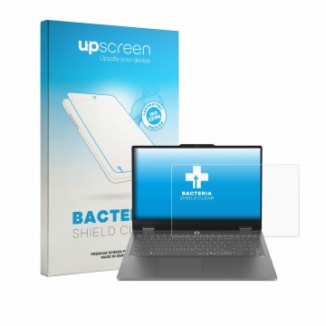 Parte frontal de un envase de producto con el logotipo de la marca upscreen. Al lado se muestra el dispositivo Lenovo LOQ Esse
