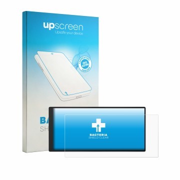 Face avant d’un emballage produit avec le logo de la marque upscreen. À côté, l’appareil Garmin Drive 7.1