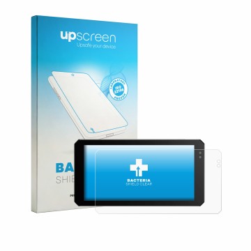 Vorderseite einer Produktverpackung mit dem Markenlogo upscreen. Daneben ist das Gerät Jado S6 mit dem zugehörigen Displayschu