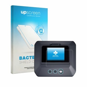 Face avant d’un emballage produit avec le logo de la marque upscreen. À côté, l’appareil SkyRc Q500neo est représenté avec la 