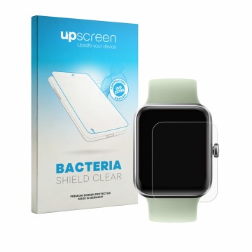 Parte frontal de un envase de producto con el logotipo de la marca upscreen. Al lado se muestra el dispositivo Decathlon CW 50
