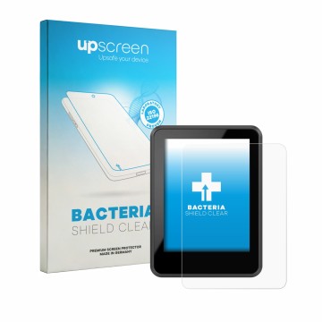 Parte frontal de un envase de producto con el logotipo de la marca upscreen. Al lado se muestra el dispositivo Bosch Intuvia 2