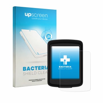 Face avant d’un emballage produit avec le logo de la marque upscreen. À côté, l’appareil Bryton GO est représenté avec la prot