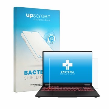 Face avant d’un emballage produit avec le logo de la marque upscreen. À côté, l’appareil ASUS TUF Gaming A16 2025 est représen