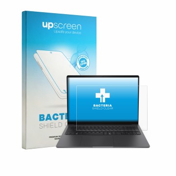 Parte frontal de un envase de producto con el logotipo de la marca upscreen. Al lado se muestra el dispositivo Dell Pro Precis